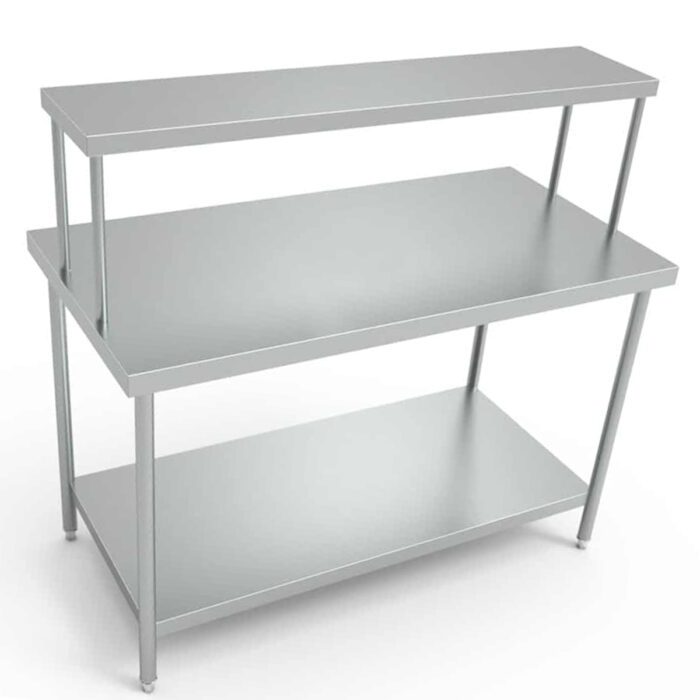 MESA DE TRABAJO DE ACERO INOXIDABLE  1 REPISA INFERIOR - 1 AÉREO
