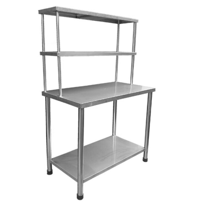 MESA DE TRABAJO DE ACERO INOXIDABLE  1 REPISA INFERIOR - 2 AÉREOS