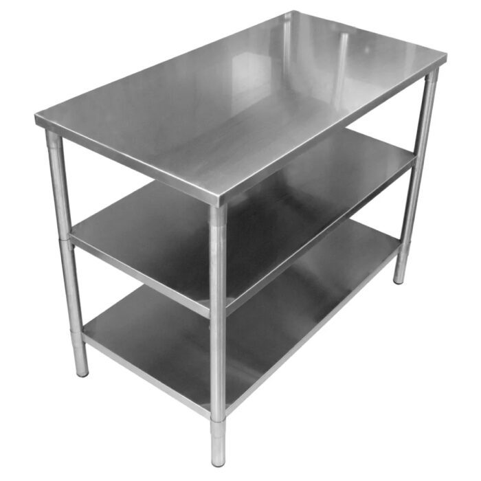 MESA DE TRABAJO DE ACERO INOXIDABLE  2 REPISA